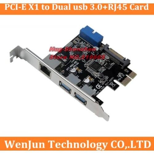 PCI Express PCIE x1 to Dual USB 3.0 port with 1 ports USB3.0 Header with RJ45 LAN gigabit Ethernet PCI E Adapter Card for PC