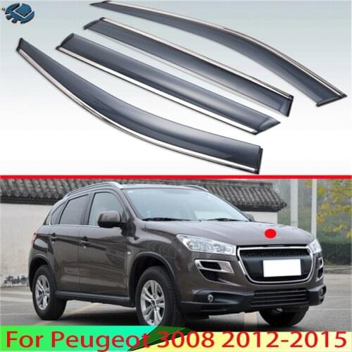 For Peugeot 4008 2012-2015 Plastic Exterior Visor Vent Shades Window Sun Rain Guard Deflector 4pcs