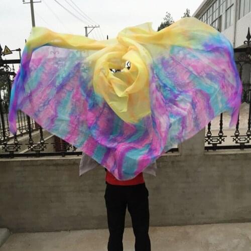 New tie-dye belly dance 100% real Silk Veils Popular Gradient color Silk Hand Scarf Shawls for Dancing OR Stage 2 sizes