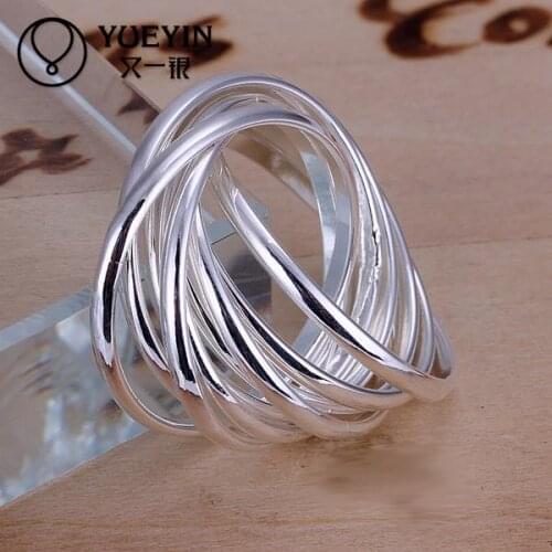 Simple elegant rings Wholesale silver plated rings for women wedding party fashion jewelry for girlfriend Luxurious