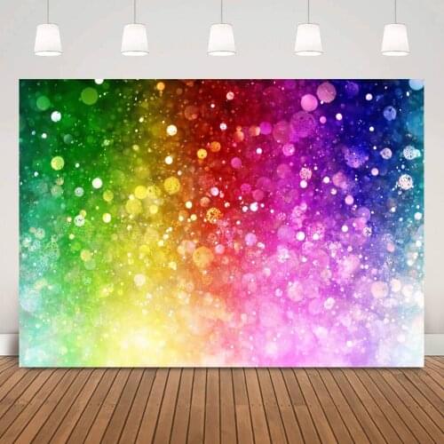 Rainbow Bokeh Backdrop for Photography Glitter Birthday Photo Background Decoration Colorful Live Broadcast Photocall Props