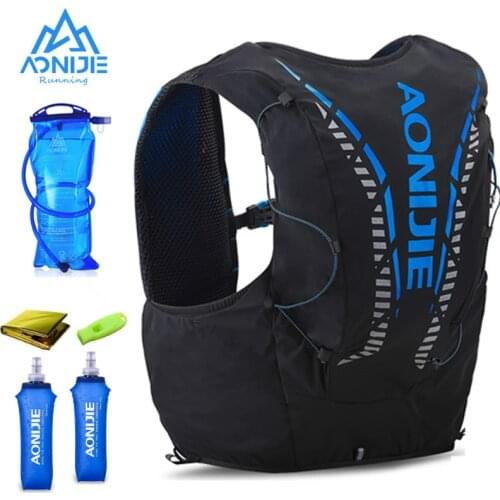 AONIJIE C962 12L Hydration Backpack Advanced Skin Pack Bag Vest Soft Water Bladder Flask professional running bag 2Pcs 500ML