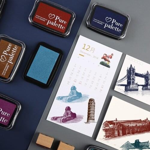 10*6.5cm Retro Square Pure color color ink pad mini sponge DIY stamp ink pad stationery school supplies