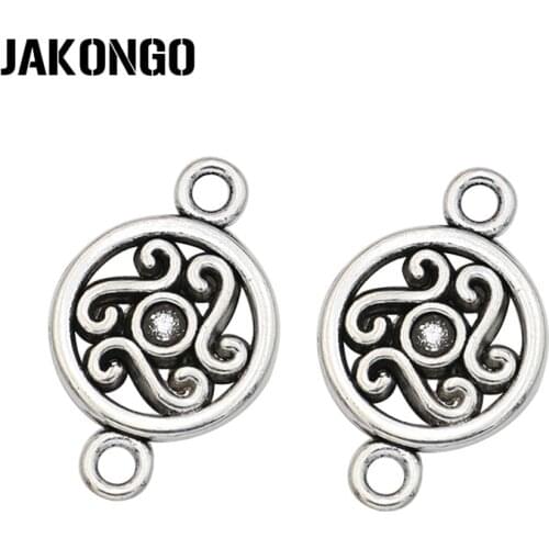 JAKONGO Antique Silver Plated Flower Connectors For Making Bracelet Jewelry Findings DIY Handmade Accessories 19*12mm 20pcs