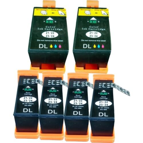 Compatible dell 21 22 23 24 series Ink Cartridges 2 color + 4 Black For Dell V313 V313W V515W P513W P713W V715W Printer