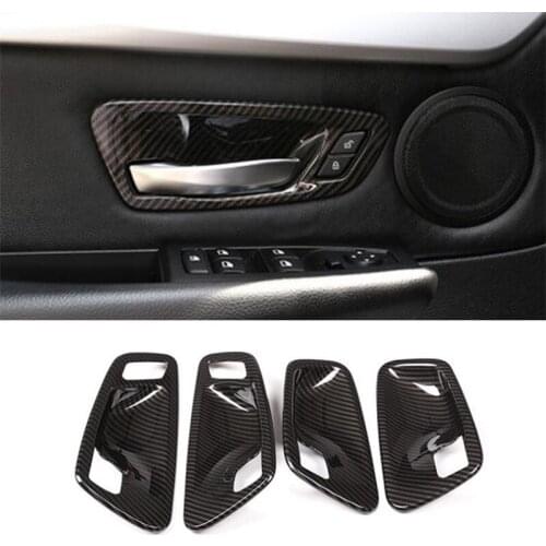 Car Styling Inner Door Bowl Wrists Cover Trim 4pcs For BMW 2 Series Active Tourer F45 ABS Carbon Fiber Color Auto Accessories