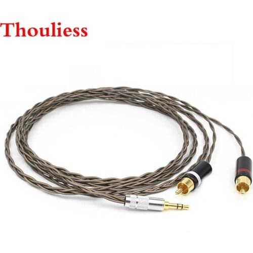 Thouliess HIFI 3.5mm Stereo to 2 RCA Male Cable Nordost Odin Siver Plated 3.5mm to Double RCA Male Audio Aux Cable