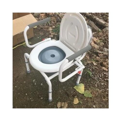 Reinforce adjustable old man sitting stool mobile Welded steel pipe toilet chair With a toilet