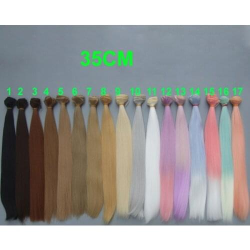 35cm Long High Temperature Doll Hair Black White Brown Color Straight BJD Doll Trees Handmade Cloth Doll Wigs