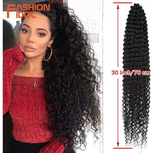 FASHION IDOL Water Wave Crochet Hair 30 Inch Soft Long Synthetic Hair Goddess Braids Natural Wavy Ombre Brown Hair Extensions