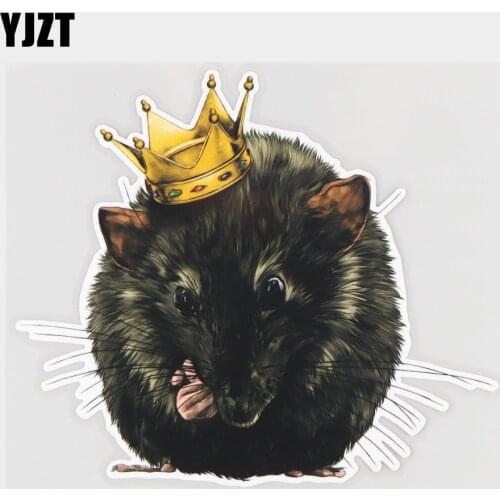 YJZT 18×15.6CM Cute Crowned Mouse Creative Aniaml Car Stickers Scratch Cover Decoration Decals 21A-0205