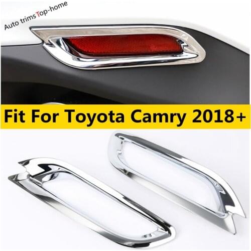 Yimaautotrims Rear Fog Lights Lamp Protection Cover Sequins Trim 2 Pcs Fit For Toyota Camry 2018 - 2021 ABS Chromium Styling