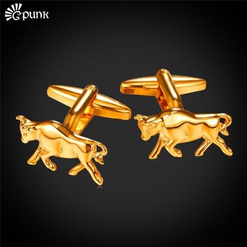 Cattle Cufflinks For Mens High Quality Animal Cute Cuff Button With Box Gold/ color Wholesale Jewelry C2023G