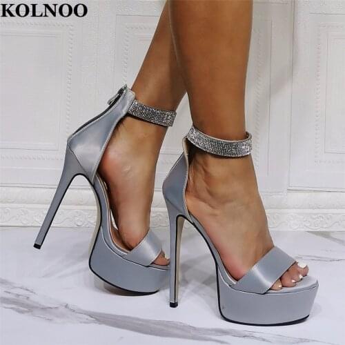 Kolnoo New Elegant Womens High Heels Sandals Classic Open-Toe Sexy Platform Real Photos Evening Party Prom Fashion Daily Shoes