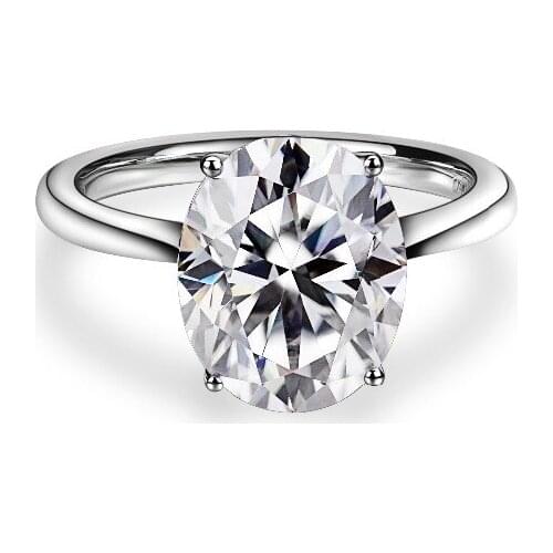 Cheestar Gems 14k white Gold Ring with 9x7mm Oval shape Moissanite For Women gift
