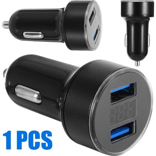 1pc 3.1A 5V 120W Dual USB Car Charger Multifunctional Cigarette Lighter Adapter With LCD Voltage Display Support 12-24V Parts
