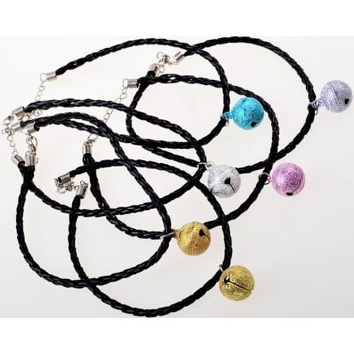 1pc 30cm Length Random Color Send Pet Dog Cat Puppy Neck Collar with 2cm Frosted Bell Necklace Belt Buckle Party Pet Supplies