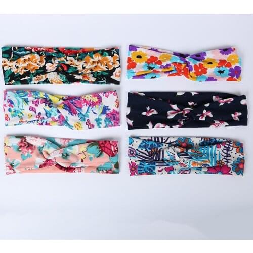 1PC Retro Women Elastic Turban Twisted Knotted Headband Ethnic Floral Wide Stretch Hair Band Girl Hair Accessories