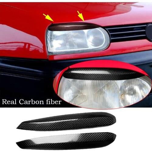 2*Real Carbon Fiber Headlight Eyelid eyebrow Cover For VW Golf 3 MK3 1992-1999