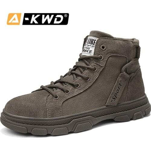 2019 Autumn Breathable Men-Shoes Turnschuhe Work shoes High Top Sneakers Men Sport Shoes Men ankle boots men Leather ankle boots