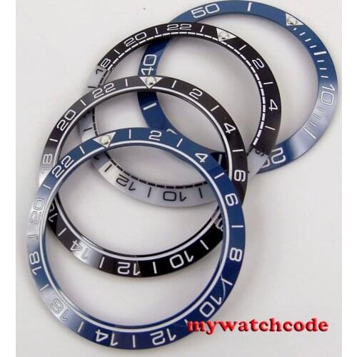 38mm blue/black watch bezel fit 40mm automatic movement mens watch
