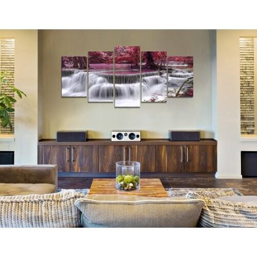 5 pieces of decorative wall of modern landscape home decoration painting canvas mangrove waterfall