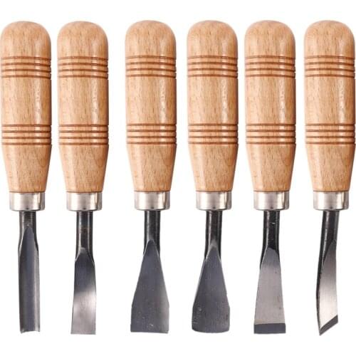 6Pcs Woodcut Knife Wood Carving Chisel Set Chip Detail Carving Chisels Kit Rust-Proof Wood Carpenter Hand Tools For Working Diy
