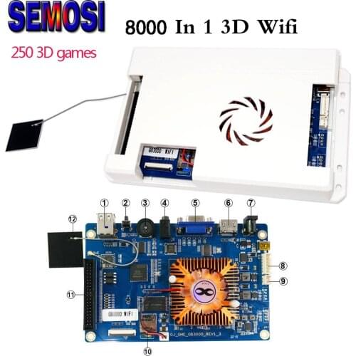 8000 In 1 3D Wifi Game Board with 250 X 3D Games Arcade Harness Cable for Arcade Console DIY Family Version