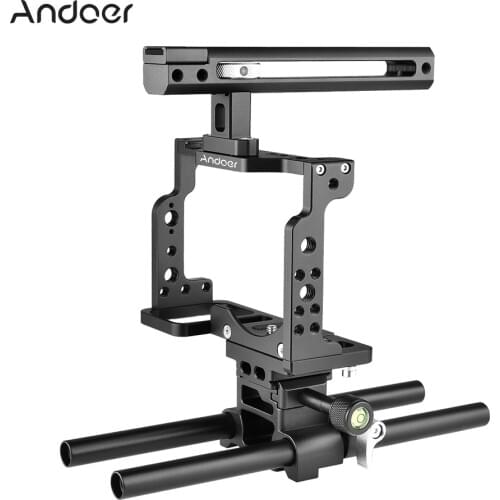 Andoer C15/C15-A/C15-B Camera Cage Aluminum Alloy with Cold Shoe Mount for Nikon Z6/Z7 DSLR Camera With 1/4" 3/8" screw holes