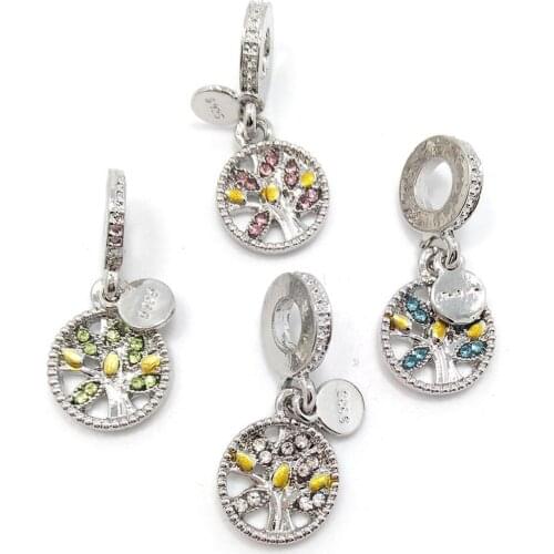 Free shipping 20pcs 27mm length 12mm width big hole charms life tree pendant beads fit European charms bracelet DIY