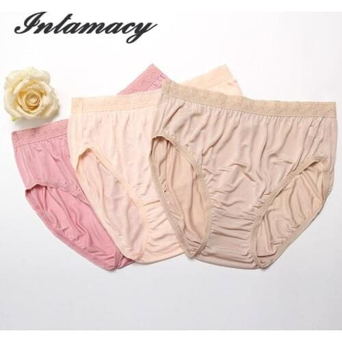 Plus-size, 100% pure silk, womens briefs, underwear panties high rise