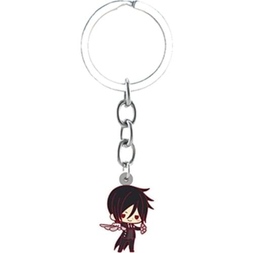 Acrylic Q Version Black Butler Key Chains Animation Peripheral Epoxy resin Keychain Anime Backpack key Pendant Car key Holder