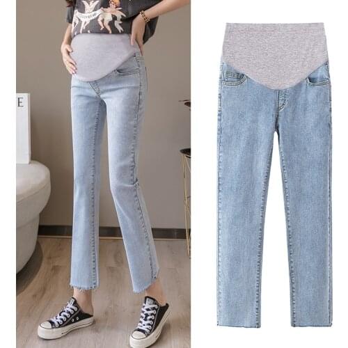 Pregnant womens pants spring and autumn wear straight pants fashion jeans spring thin leggings belly lift