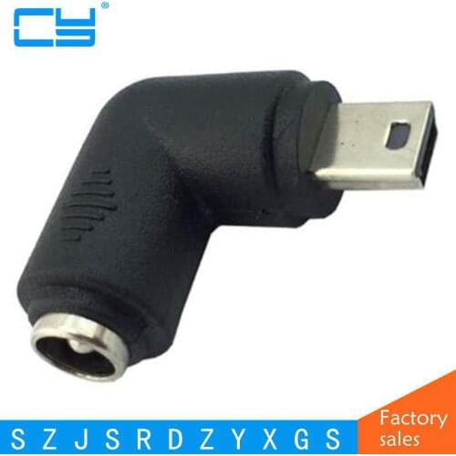 DC 55*21 female to mini usb 90 degrees power adapter plug Free shipping