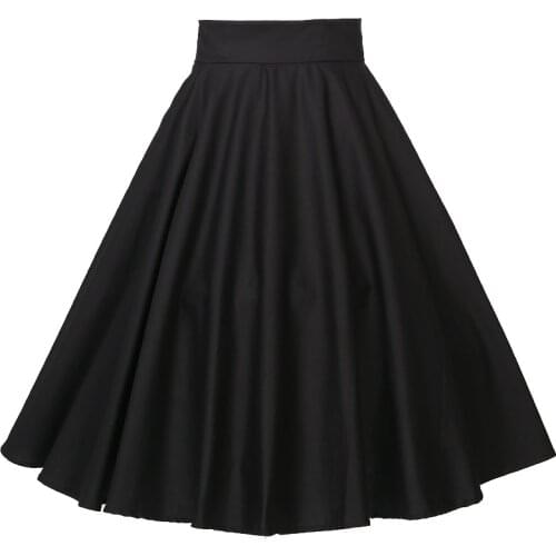Black Pleated Skirt Swing Dance Party Girl Full Circle Punk Skirts Womens Clothes Plus Size European 50s High Waist Skater Skirt