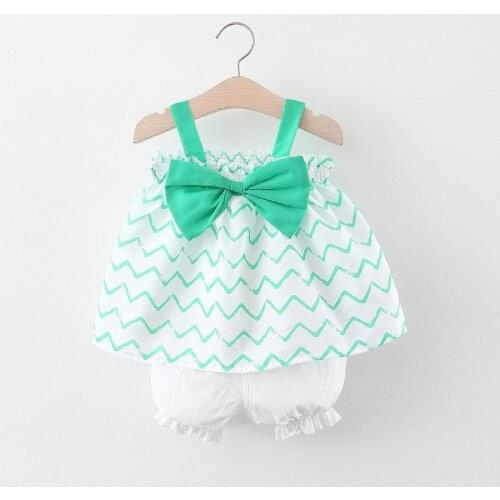 Children Summer Clothes Girls Vest And Shorts Suits 2021 New Printing Bow Sets Fashion Cute Soft Cotton Clothing For 1-4 Year