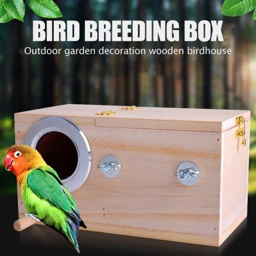 Pet Bird Wooden House Breeding House Pet Bird Nest Box Parrot Wooden Birdhouse Cages Outdoor Garden Yard Decoration