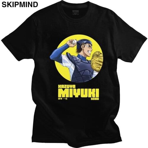 Personality Men T Shirts Diamond No Ace Short Sleeve Pure Cotton T-shirt O-neck Leisure Miyuki Kazuya Baseball Manga Anime Tee