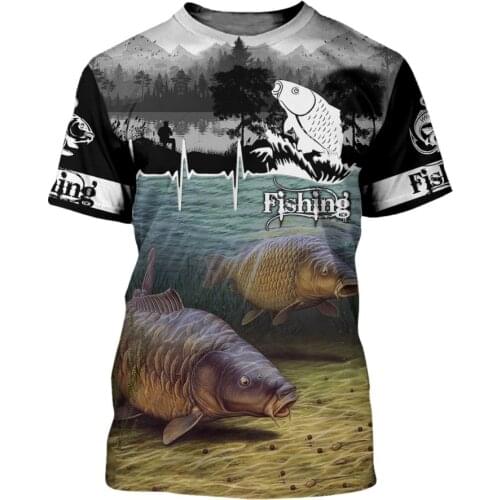 New 3d mens printed T-shirt lucky carp pattern fun personality shirt street large size womens shirt street round neck clothing
