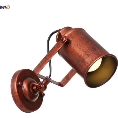 IWHD Antique Rustic Edison Wall Sconce Vintage Style Bathroom Mirror Stair Light Loft Decor Industrial Wall Lamp Applique Murale