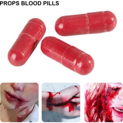 3Pcs Halloween Fake Blood Pill Vampires Capsule Horror Realistic Effect Funny Halloween Fake Blood Pill April Fool Day Prank Toy