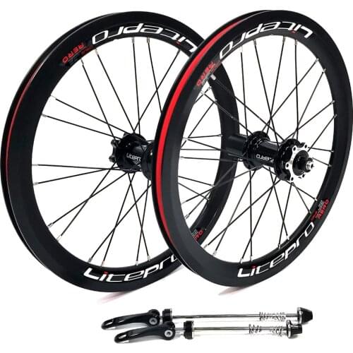 Litepro AERO Alloy 349 451 20Inch Folding Bike Wheelset 4Bearing V Disc Brake 24Hole Rim Folding Road Bicycle Wheel Set