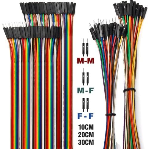 Male Female 10cm 20cm 30cm 24AWG Copper Long Ribbon Jumper Wire Dupont Cable Line Connector Kit Set for DIY Arduino Breadboard