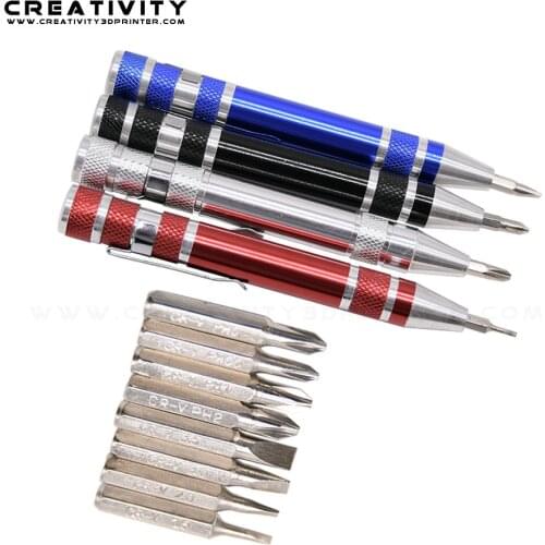 Multifunction 8 In 1 Aluminum Precision Pen Mini Screw Driver Repair Tools Kit for Cell Phone Hand Tool Set DIY Tool