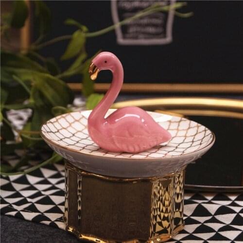 Fashion Jewelry plate Necklace Earrings Rings pink flamingo Stand Display dish creative gifts wedding decoration ashtray