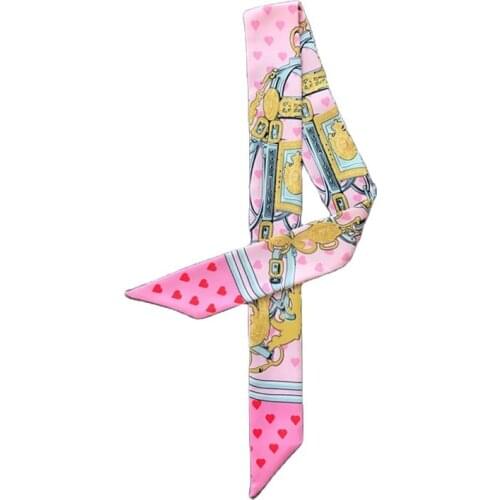 Fashion bag scarf high-end love printing tied wrap bag handle silk scarf small ribbon decoration scarf bag belt lady scarf JK07
