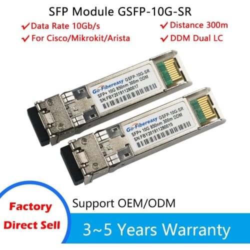 SFP 10g Mikrotik/Cisco Compatible Transceiver Module SFP-10G-SR SFP Module Multi-Mode 850nm 300m Compatible with Huawei Switch