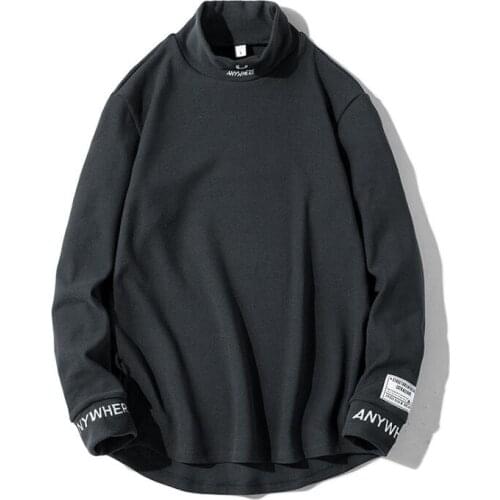 Mens autumn/winter t-shirt 2021 round neck short-sleeved half-sleeved T-shirt men velvet loose long-sleeved