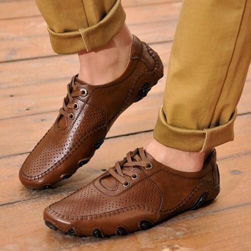 Men Shoes Mens Loafers Octopus Fashion Casual Genuine Leather Shoes breathable Driving Shoes Men Flats lace-up Man Footwear