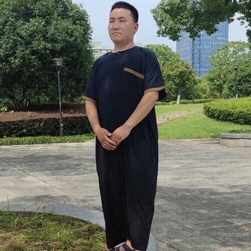 Men Muslim Dress Jubba Saudi Arabia Thobe Robes Kaftan Abaya Arab Pakistan Islamic Clothing Oman Kurta Qamis Casual Blouse Gown